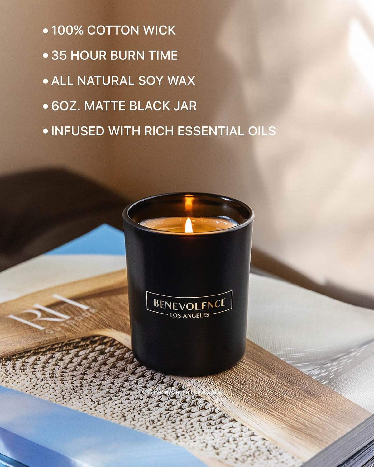 Clearance Candles Rose & Sandalwood Scented Candle | Soy Candles, Black Candle for Home | Gifts for Women and Men | Home Fragrance | Aromatherapy | 6Oz