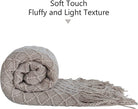 Acrylic Knitted Throw Blanket, Lightweight and Soft Cozy Decorative Woven Blanket with Tassels for Travel, Couch, Bed, Sofa, 51X67 Inches, Taupe Checkered