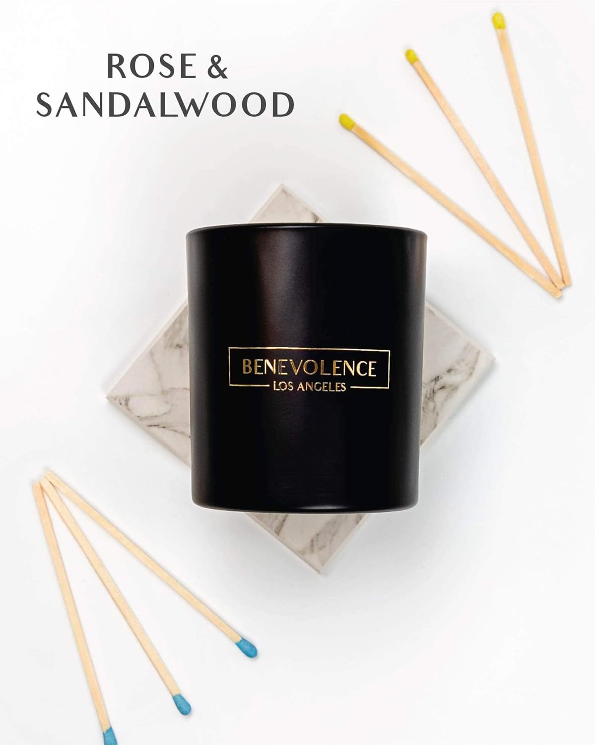 Rose & Sandalwood Scented Candle | Soy Candles, Black Candle for Home | Gifts for Women and Men | Home Fragrance | Aromatherapy | 8Oz, 45 Hour Burn