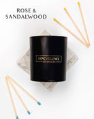 Rose & Sandalwood Scented Candle | Soy Candles, Black Candle for Home | Gifts for Women and Men | Home Fragrance | Aromatherapy | 8Oz, 45 Hour Burn
