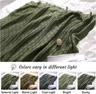 100% Cotton Knitted Throw Blanket Couch Cover Blanket(50 X 60 Inches, Green Forest)