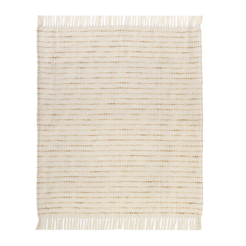 Deep Ombre Striped Handmade Woven Throw Blanket with Fringe