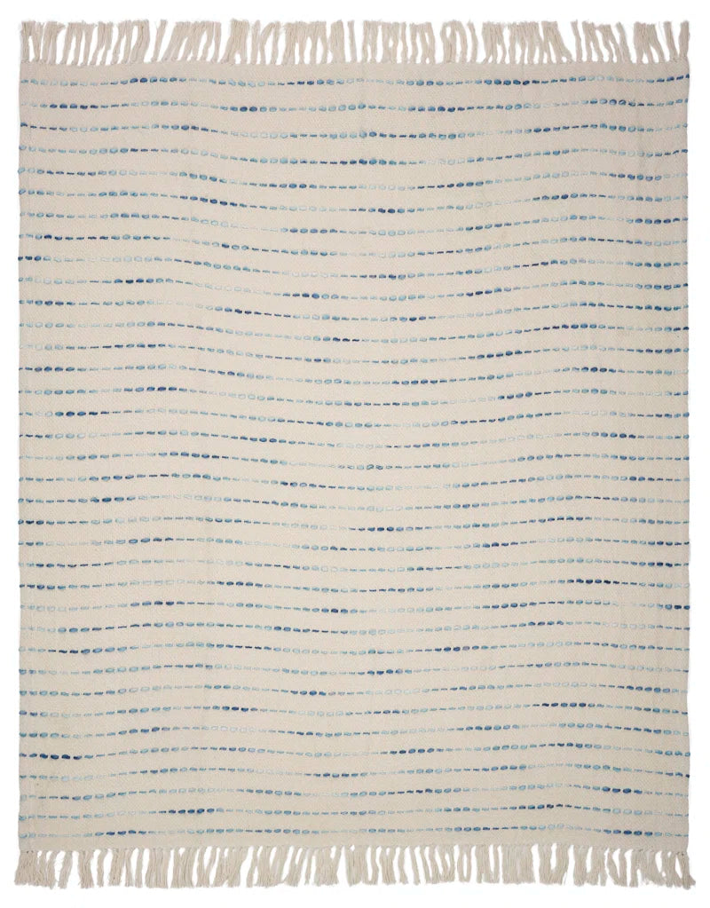 Deep Ombre Striped Handmade Woven Throw Blanket with Fringe