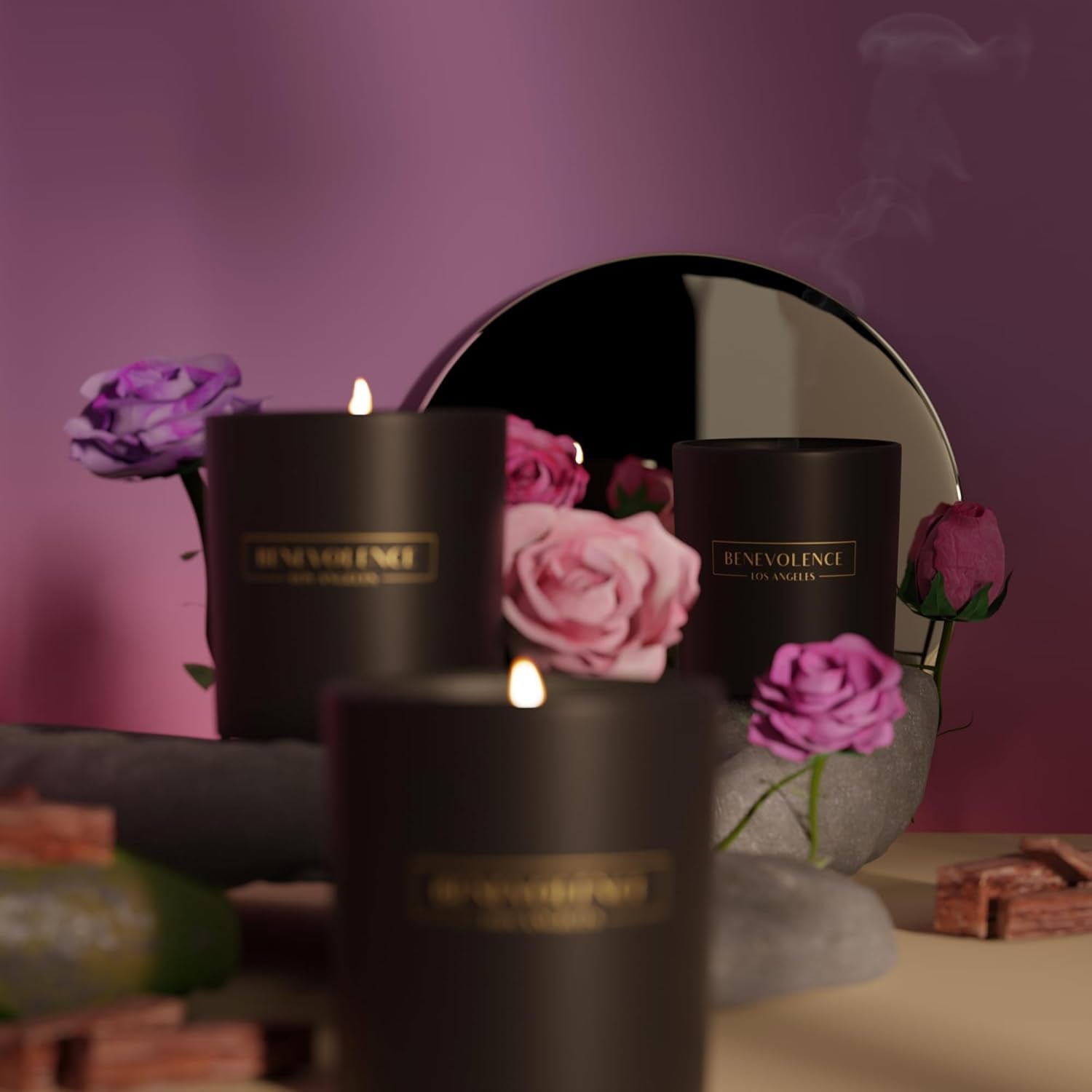 Rose & Sandalwood Scented Candle | Soy Candles, Black Candle for Home | Gifts for Women and Men | Home Fragrance | Aromatherapy | 8Oz, 45 Hour Burn