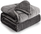 Sherpa Fleece Weighted Blanket 15 Lbs for Adult, Flannel Cozy Plush Bed Blankets, Fuzzy Sherpa Weighted Blankets Full Size, Minky Soft Blanket for Sofa Bed, 48 X 72 Inches, Grey