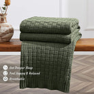100% Cotton Knitted Throw Blanket Couch Cover Blanket(50 X 60 Inches, Green Forest)