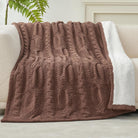 Cable Knit Sherpa Throw Blanket for Couch, Chenille Reversible Soft Cozy Fleece Throw Blankets for Bed Sofa Chair Living Room Comfortable Home Spring Decor, 50"X60", Brown