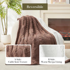 Cable Knit Sherpa Throw Blanket for Couch, Chenille Reversible Soft Cozy Fleece Throw Blankets for Bed Sofa Chair Living Room Comfortable Home Spring Decor, 50"X60", Brown