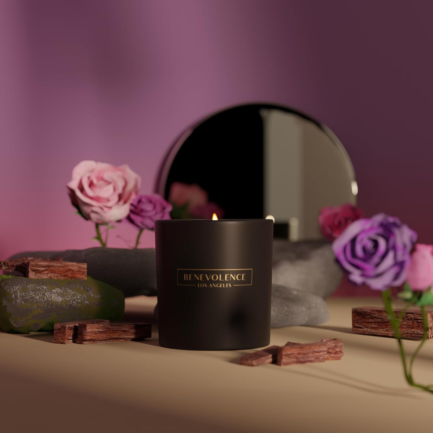 Clearance Candles Rose & Sandalwood Scented Candle | Soy Candles, Black Candle for Home | Gifts for Women and Men | Home Fragrance | Aromatherapy | 6Oz