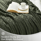 100% Cotton Knitted Throw Blanket Couch Cover Blanket(50 X 60 Inches, Green Forest)