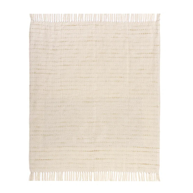 Deep Ombre Striped Handmade Woven Throw Blanket with Fringe