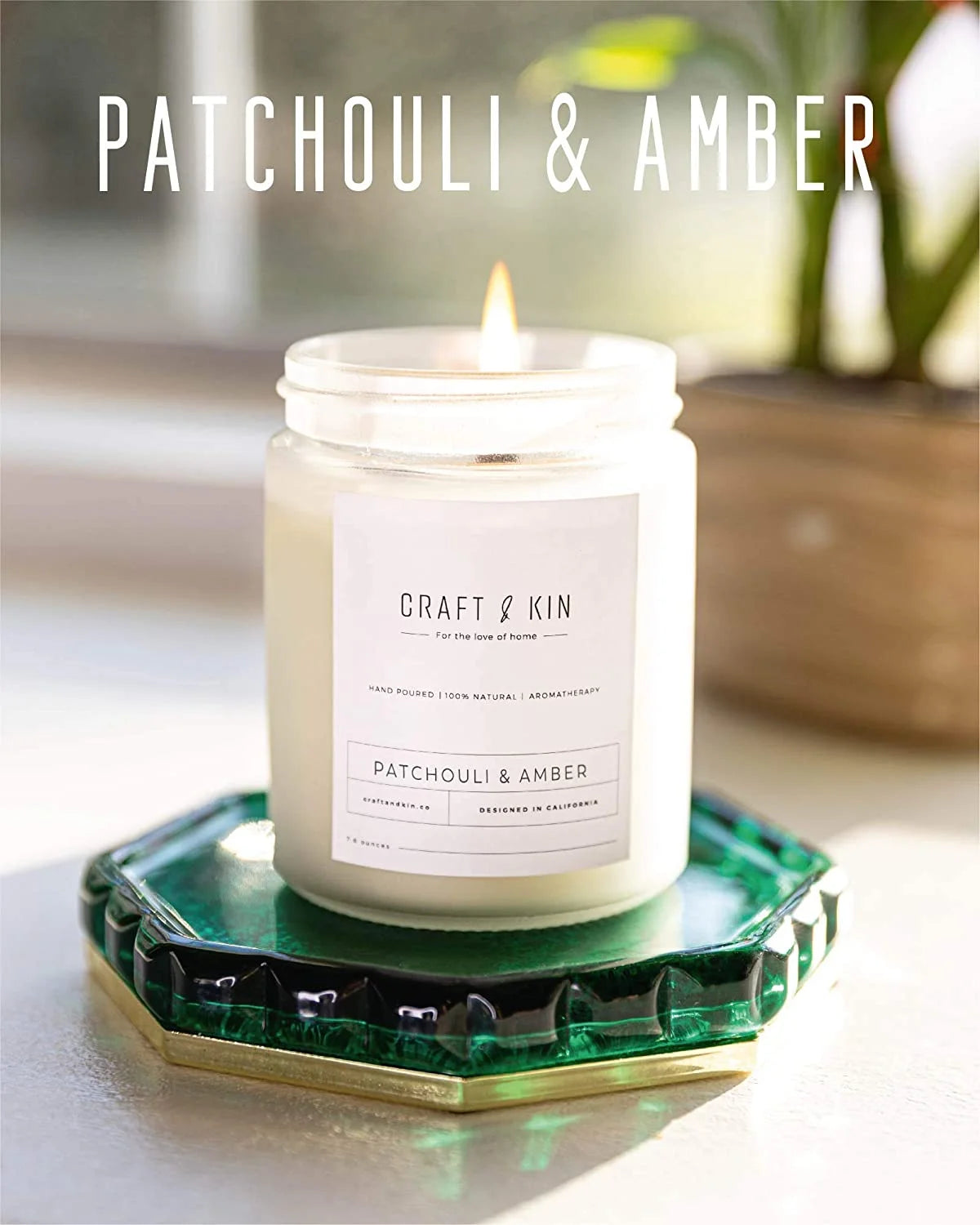 Aromatherapy Soy Scented Candles - Patchouli & Amber (8 Oz)