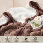 Cable Knit Sherpa Throw Blanket for Couch, Chenille Reversible Soft Cozy Fleece Throw Blankets for Bed Sofa Chair Living Room Comfortable Home Spring Decor, 50"X60", Brown